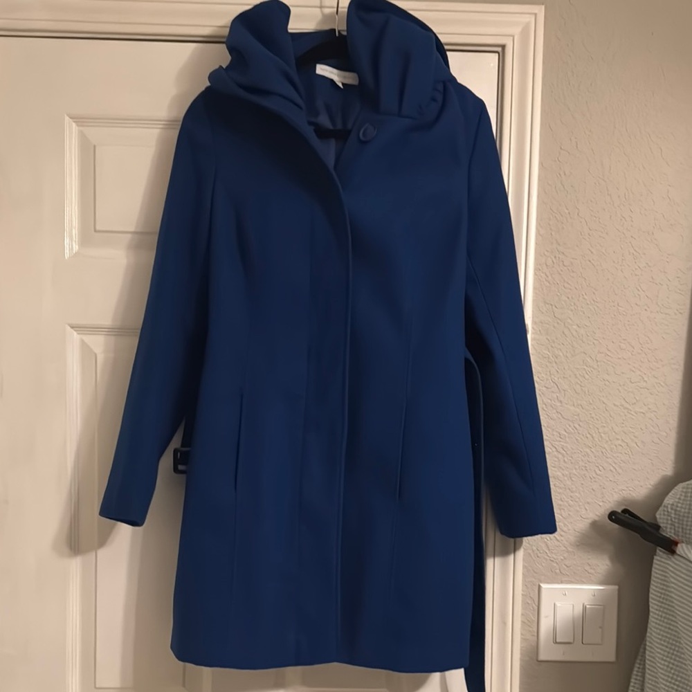 New York & Company Blue Trench Coat hooded! Size Medium